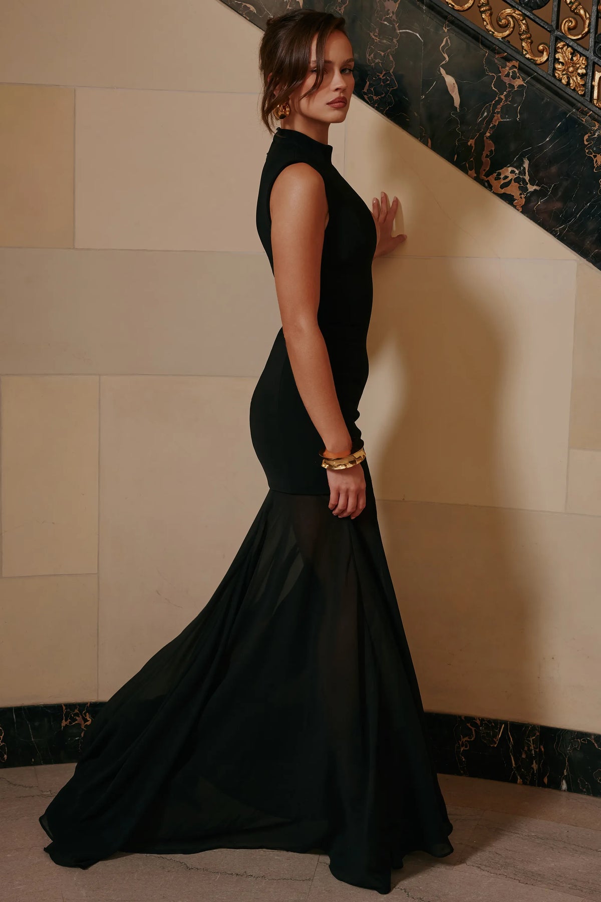Raphaella Black Keyhole Maxi Dress