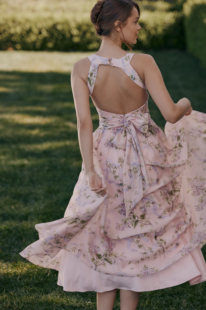 Minerva Pink Floaty Chiffon Midi Sundress