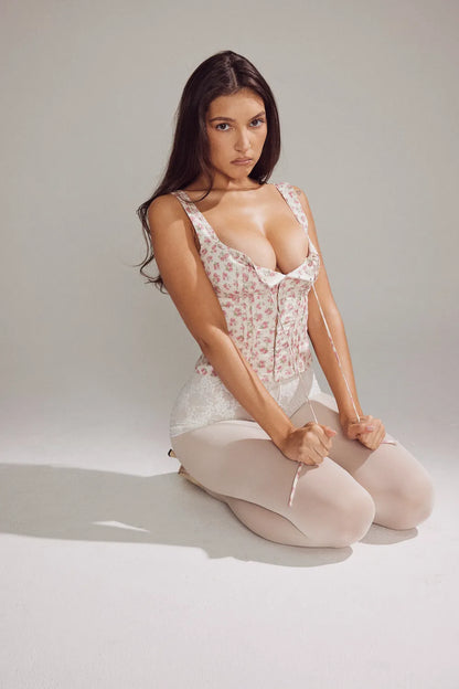 Chicca White Rosebud Print Top