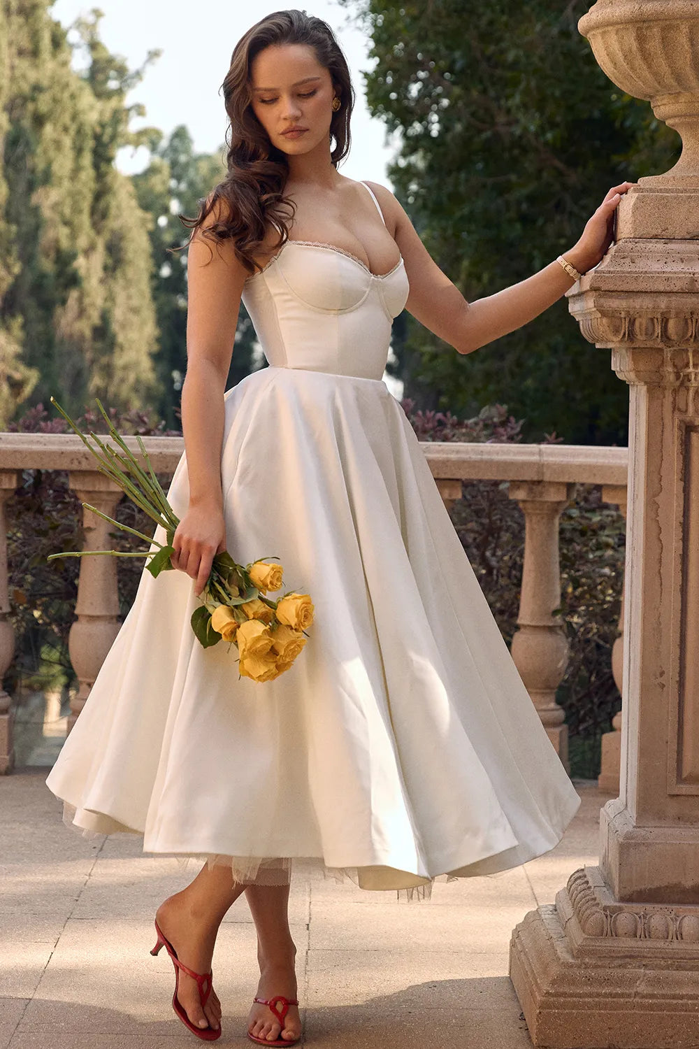 Mademoiselle White Tulle Midi Dress