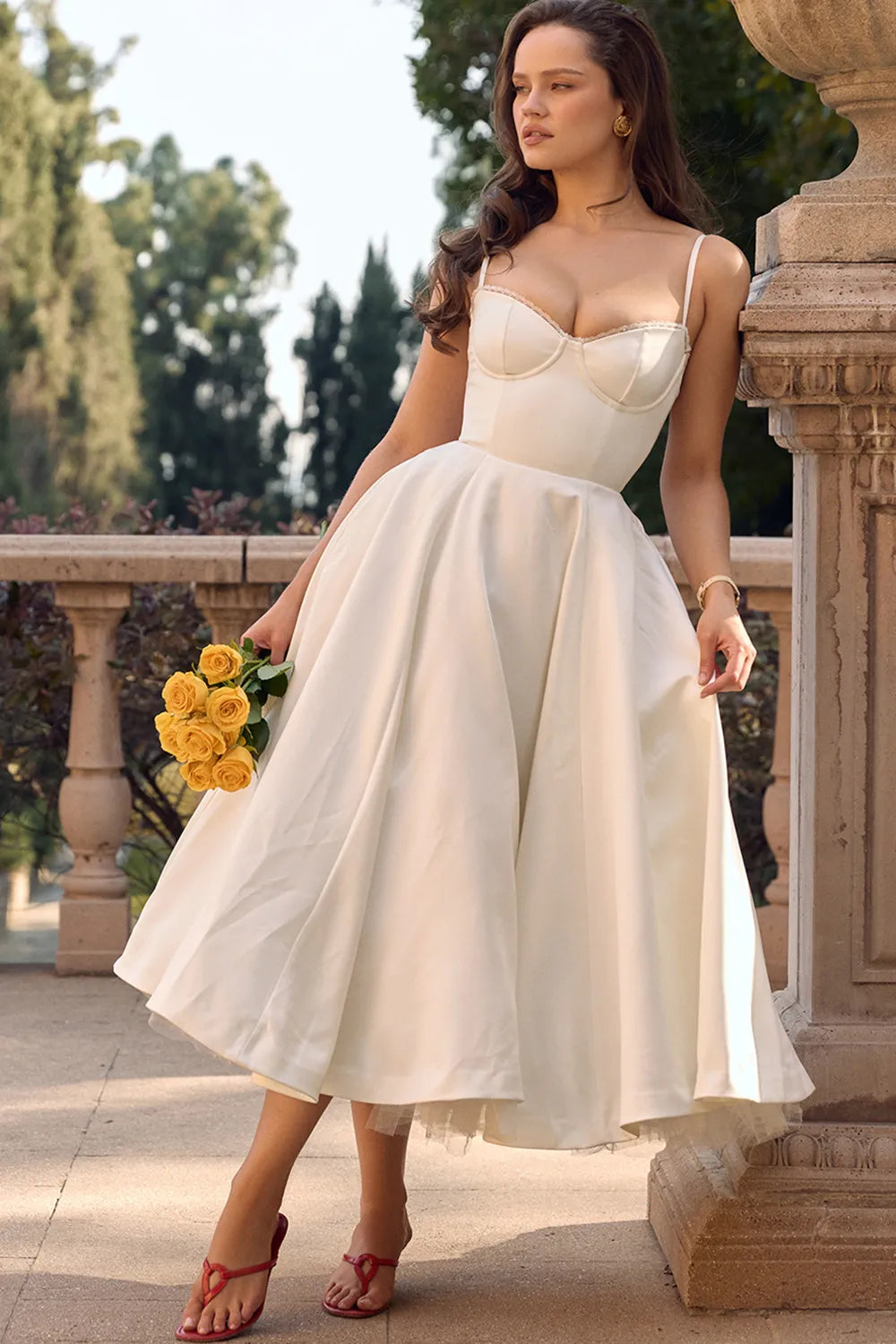 Mademoiselle White Tulle Midi Dress
