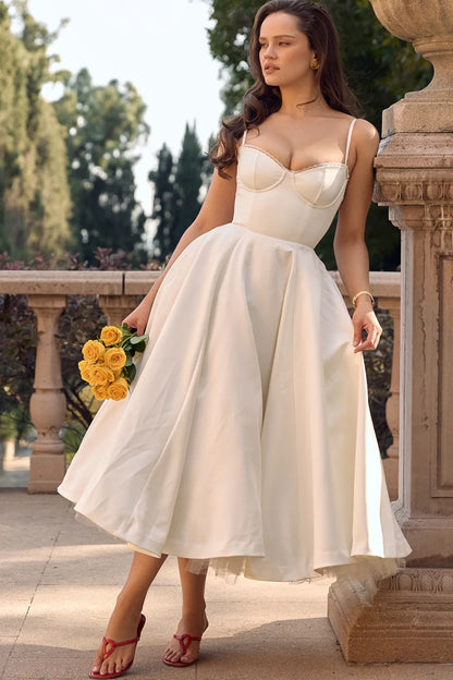 Mademoiselle White Tulle Midi Dress