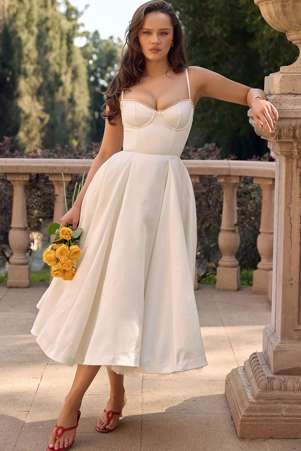 Mademoiselle White Tulle Midi Dress