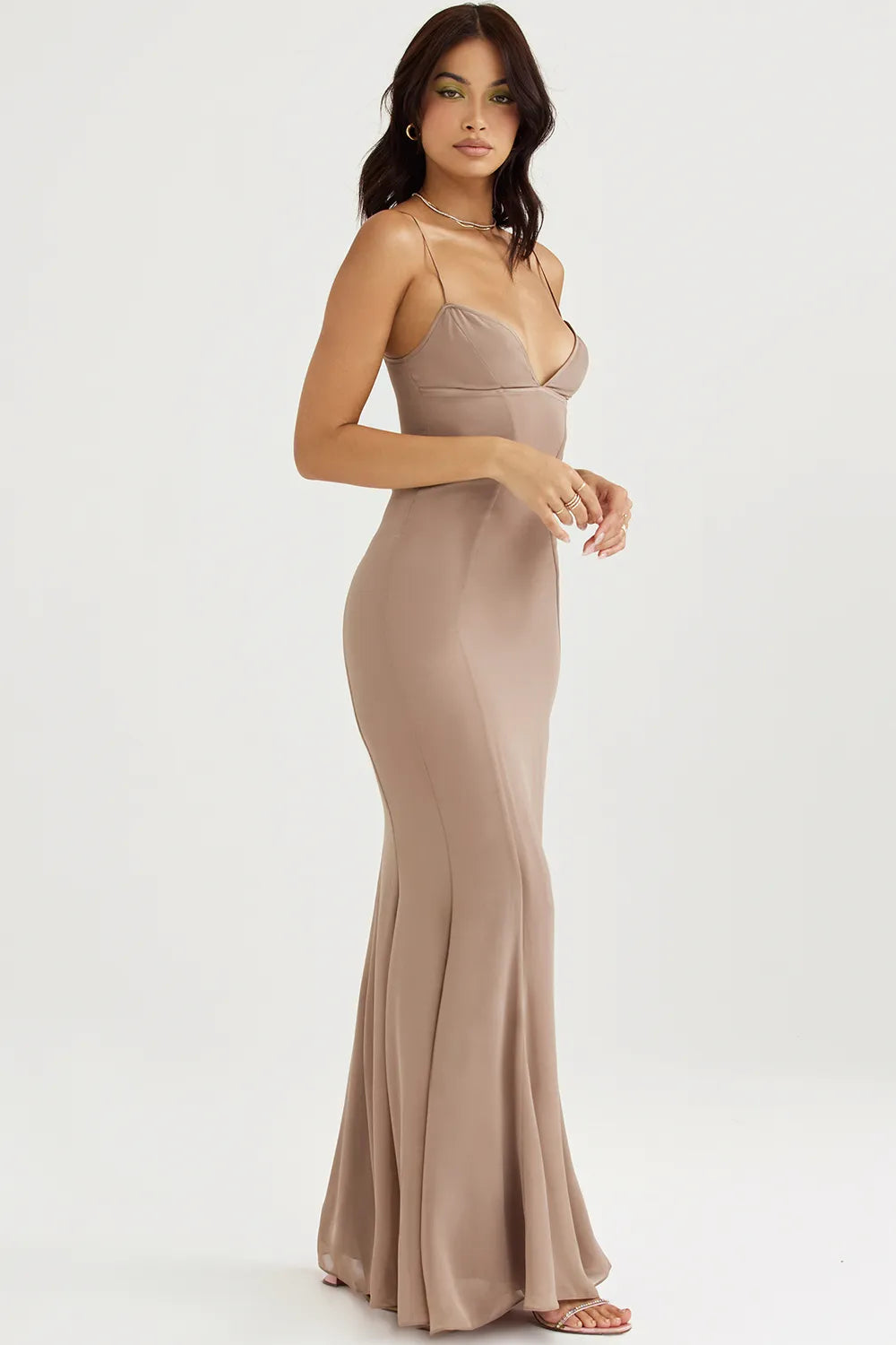 Loren Latte Corset Maxi Dress