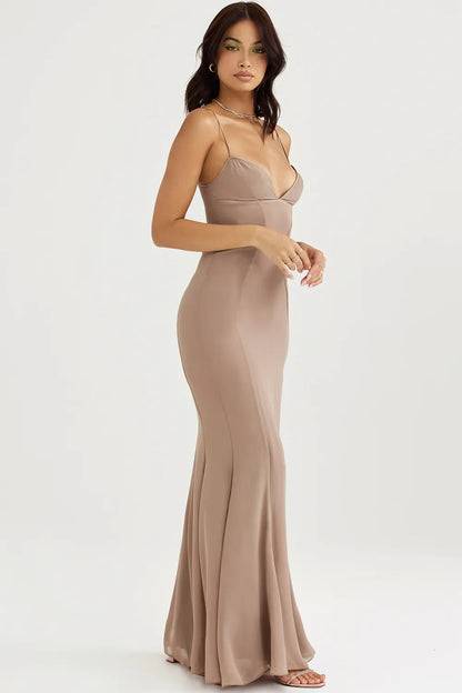 Loren Latte Corset Maxi Dress