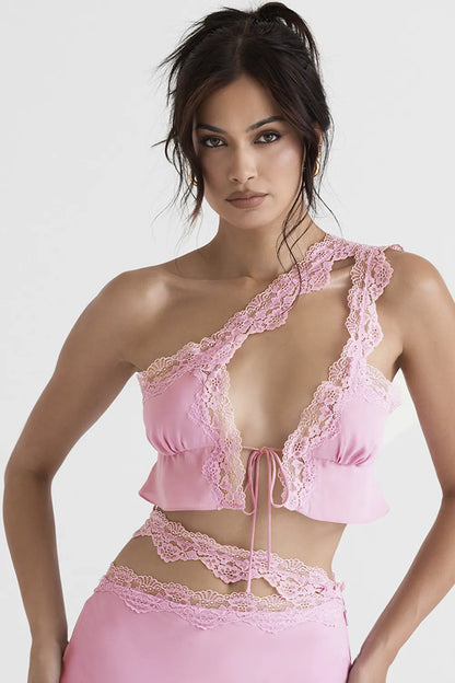 Lorena Pink Floaty Cropped Top