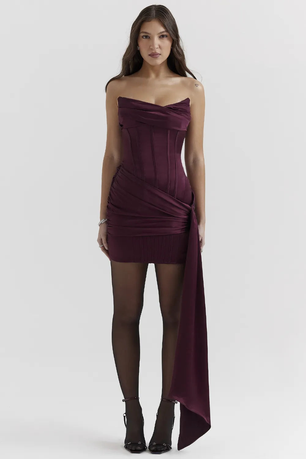 Loubella Mulberry Strapless Corset Dress