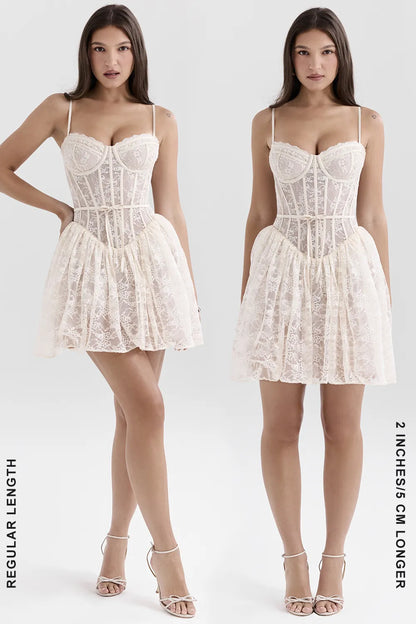 Louisa Vintage Cream Lace Mini Dress