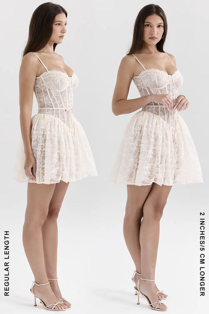 Louisa Vintage Cream Lace Mini Dress
