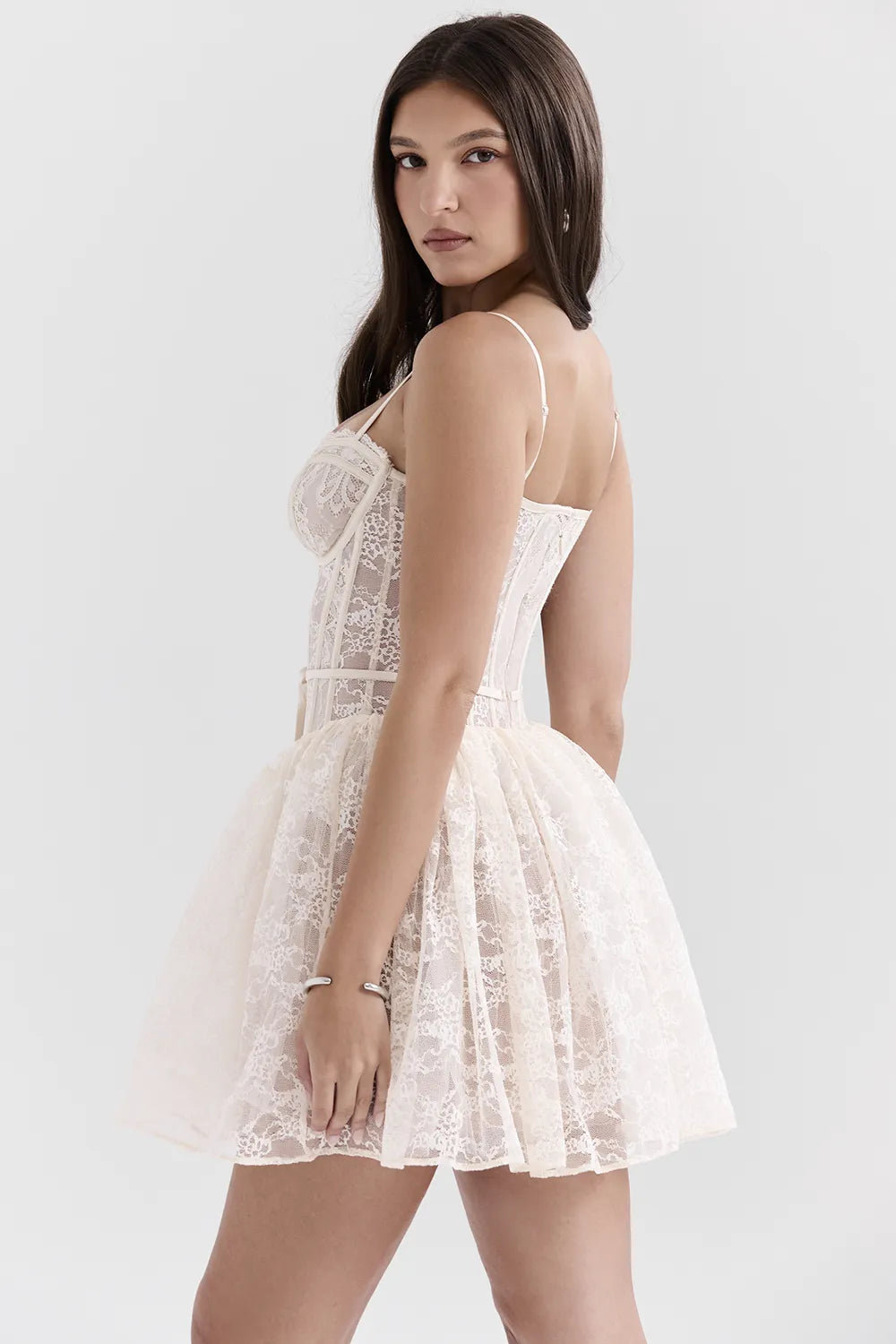 Louisa Vintage Cream Lace Mini Dress