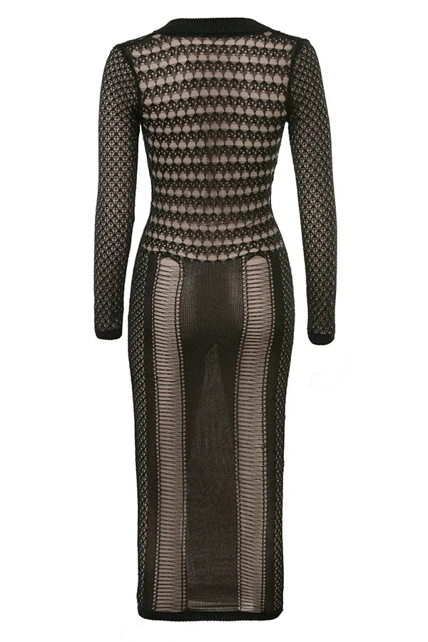 Loula Black Plunge Midi Dress