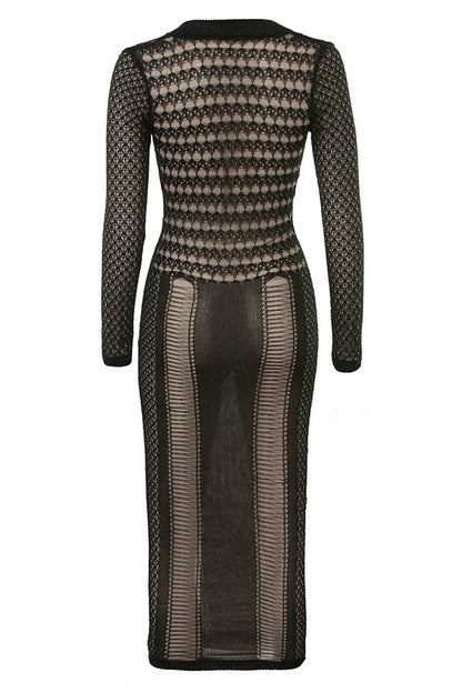 Loula Black Plunge Midi Dress