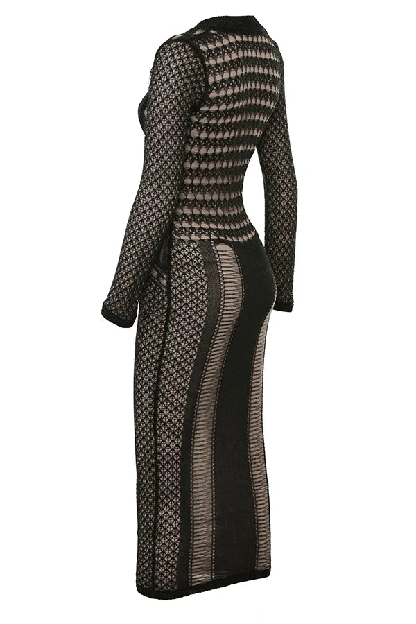 Loula Black Plunge Midi Dress
