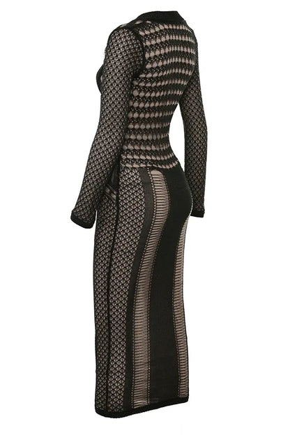 Loula Black Plunge Midi Dress