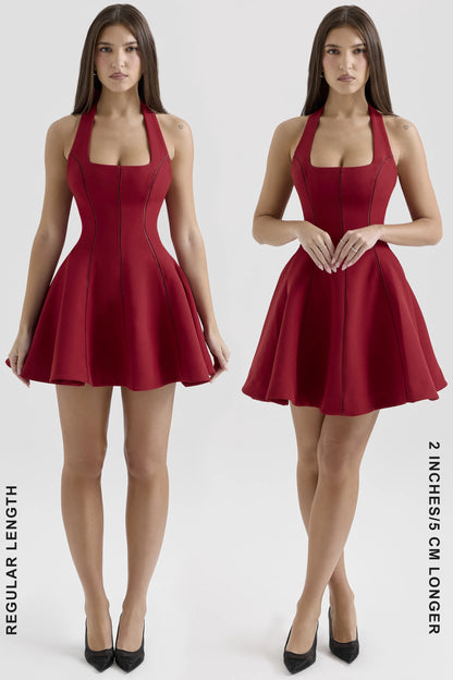 Loulette Red Halter Neck Bow Mini Dress
