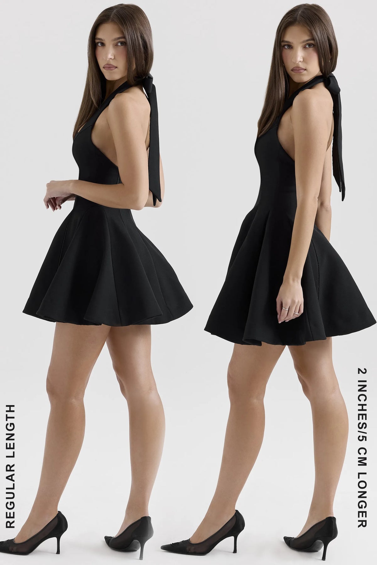 Loulette Black Halter Neck Bow Mini Dress