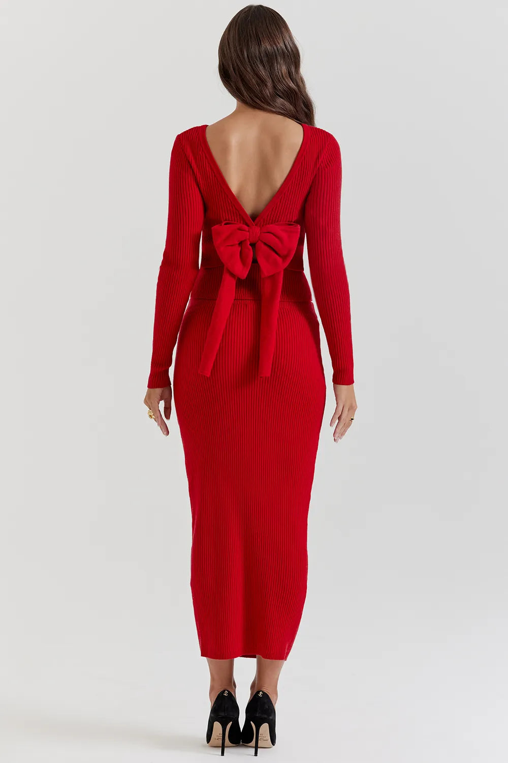 Lourdes Scarlet Cashmere Blend Maxi Skirt
