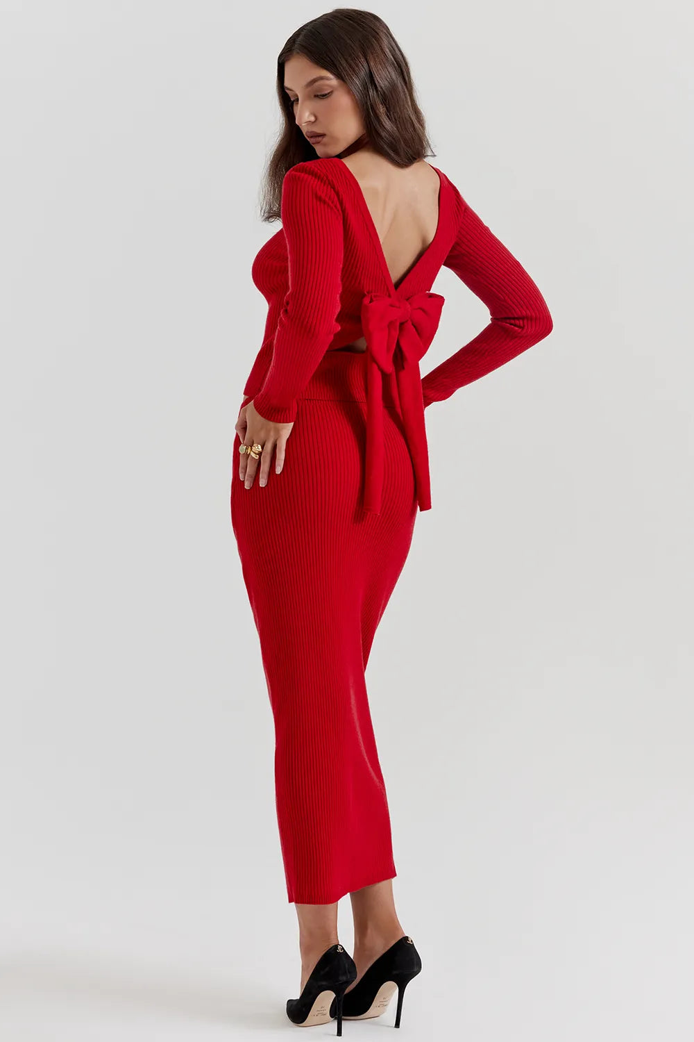 Lourdes Scarlet Cashmere Blend Maxi Skirt
