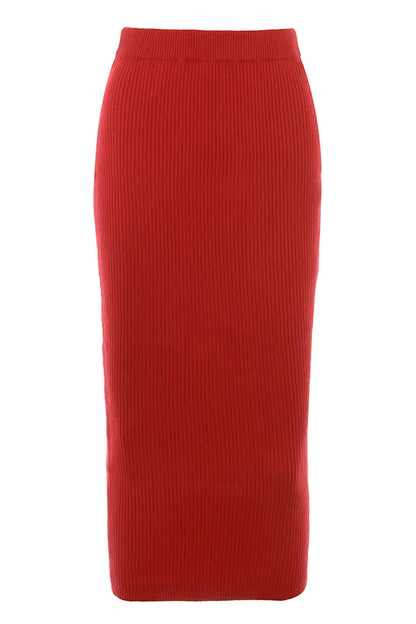 Lourdes Scarlet Cashmere Blend Maxi Skirt