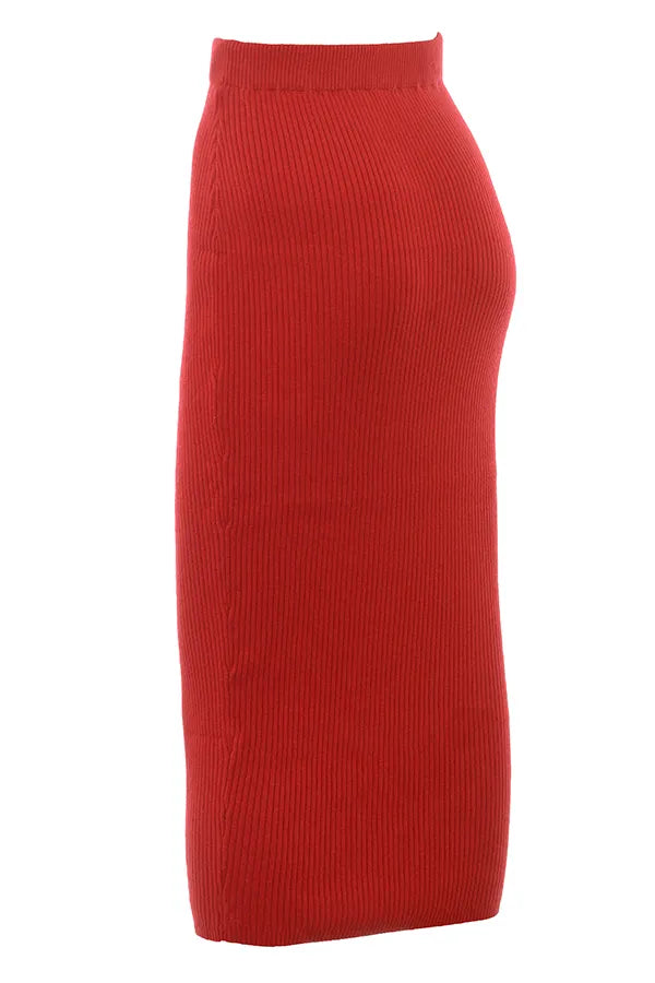 Lourdes Scarlet Cashmere Blend Maxi Skirt