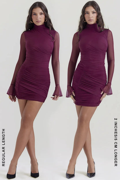 Lucasta Mulberry Gathered Mini Dress