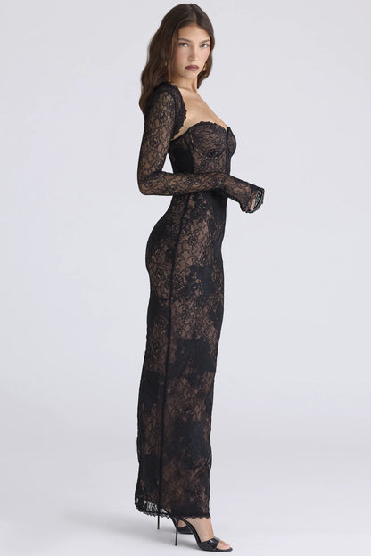 Lucienne Black Lace Maxi Dress - Limited Edition