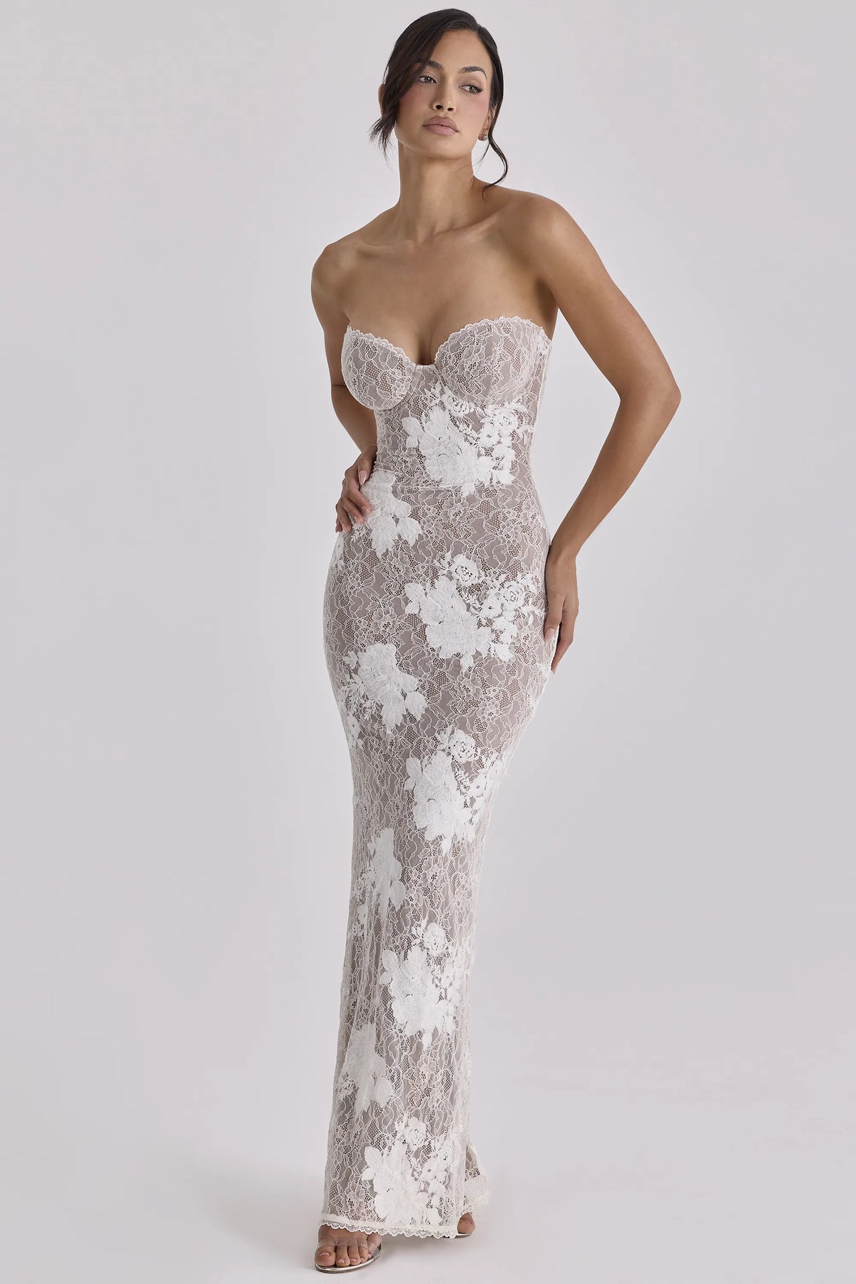Lucienne Ivory Embroidered Lace Maxi Dress - Limited Edition