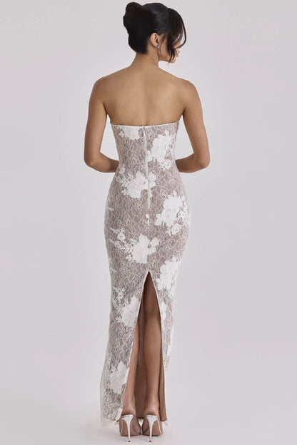 Lucienne Ivory Embroidered Lace Maxi Dress - Limited Edition