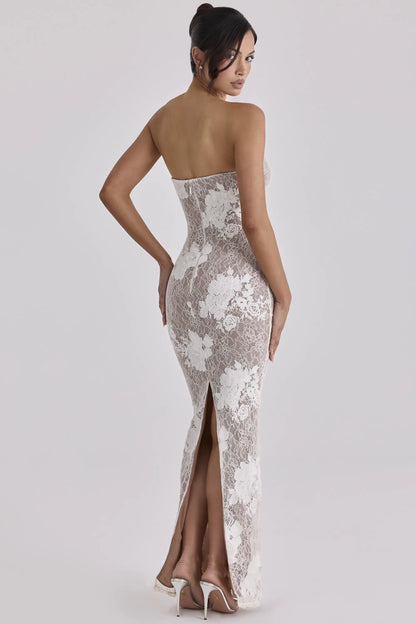 Lucienne Ivory Embroidered Lace Maxi Dress - Limited Edition