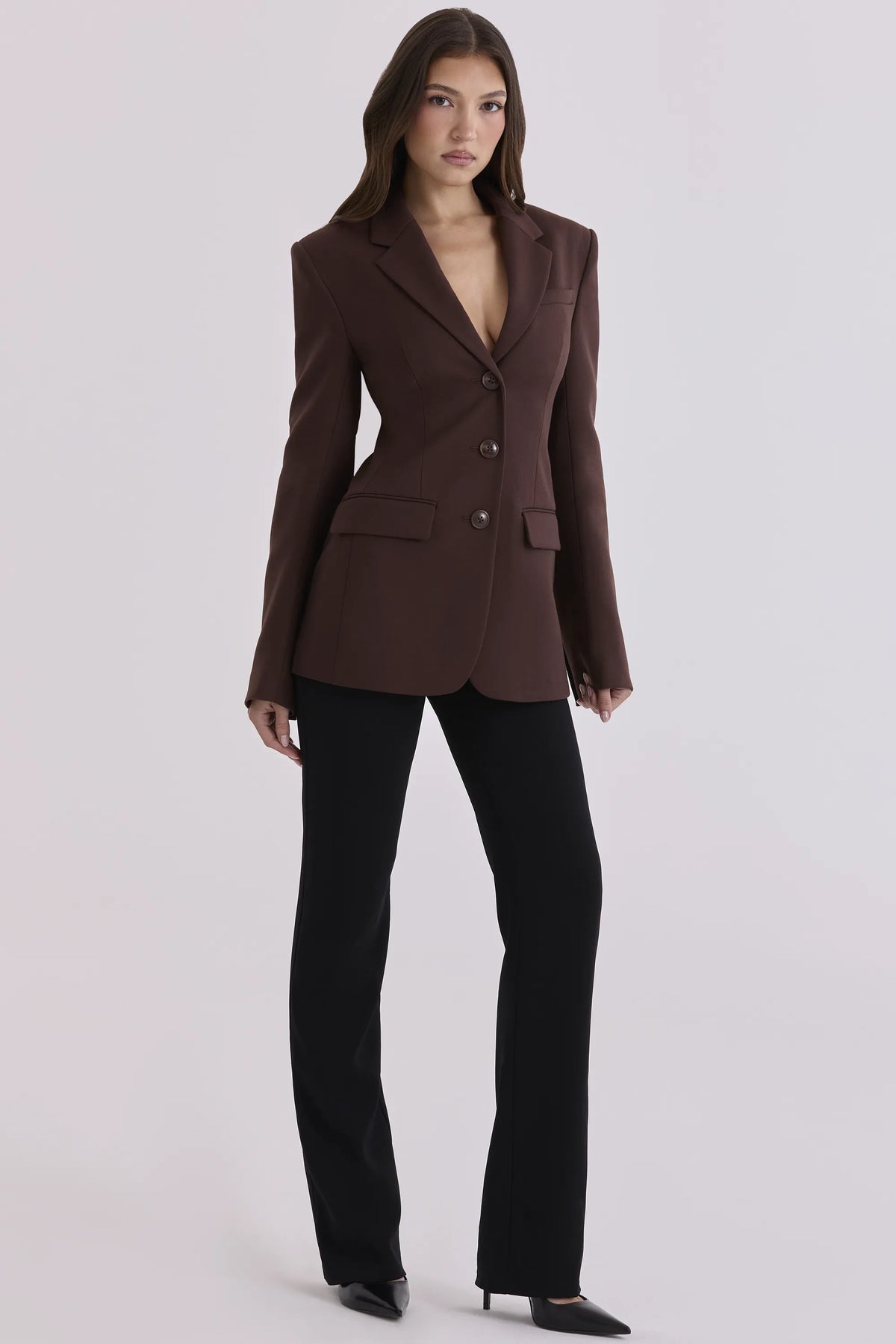 Luella Chocolate Crepe Hourglass Blazer Jacket