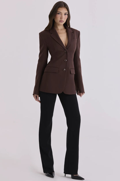 Luella Chocolate Crepe Hourglass Blazer Jacket