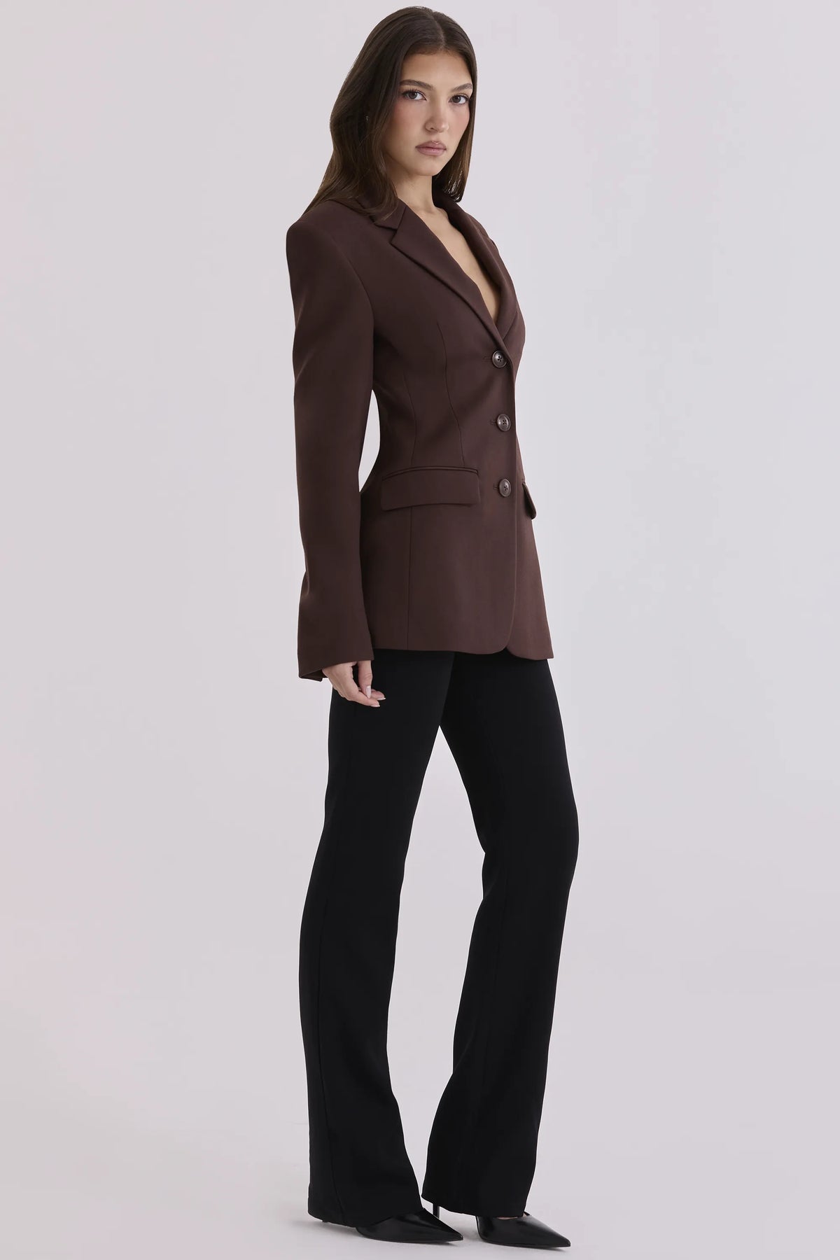 Luella Chocolate Crepe Hourglass Blazer Jacket