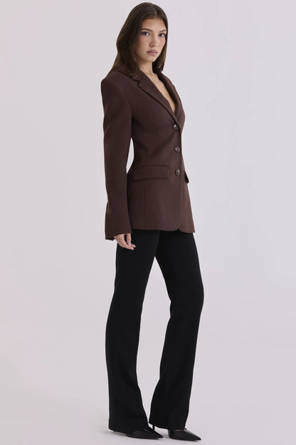 Luella Chocolate Crepe Hourglass Blazer Jacket
