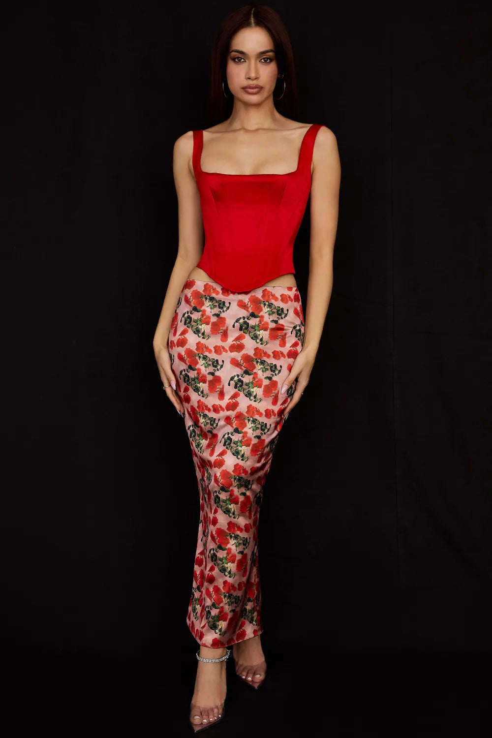 Rafa Scarlet Satin Longline Corset