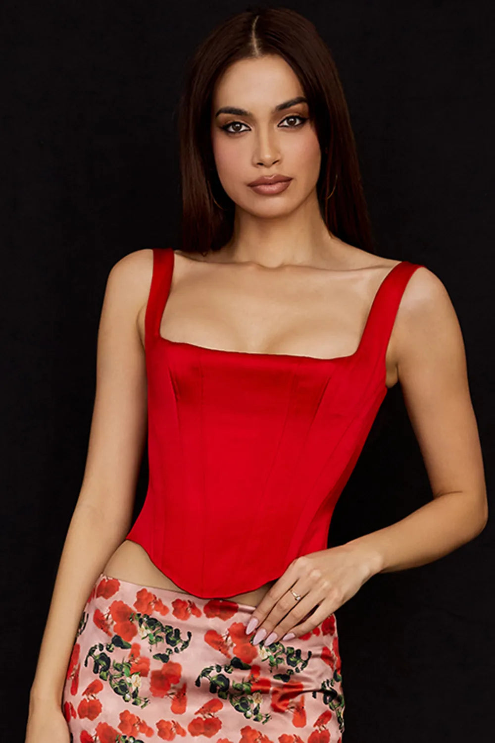 Rafa Scarlet Satin Longline Corset