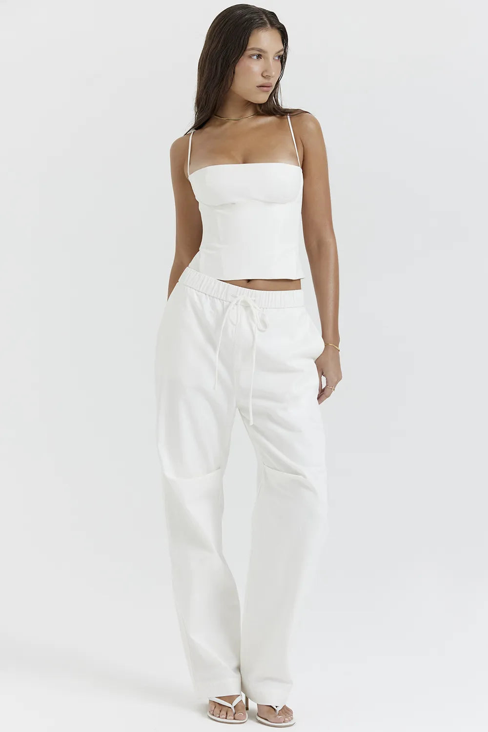 Luna White Cargo Trousers