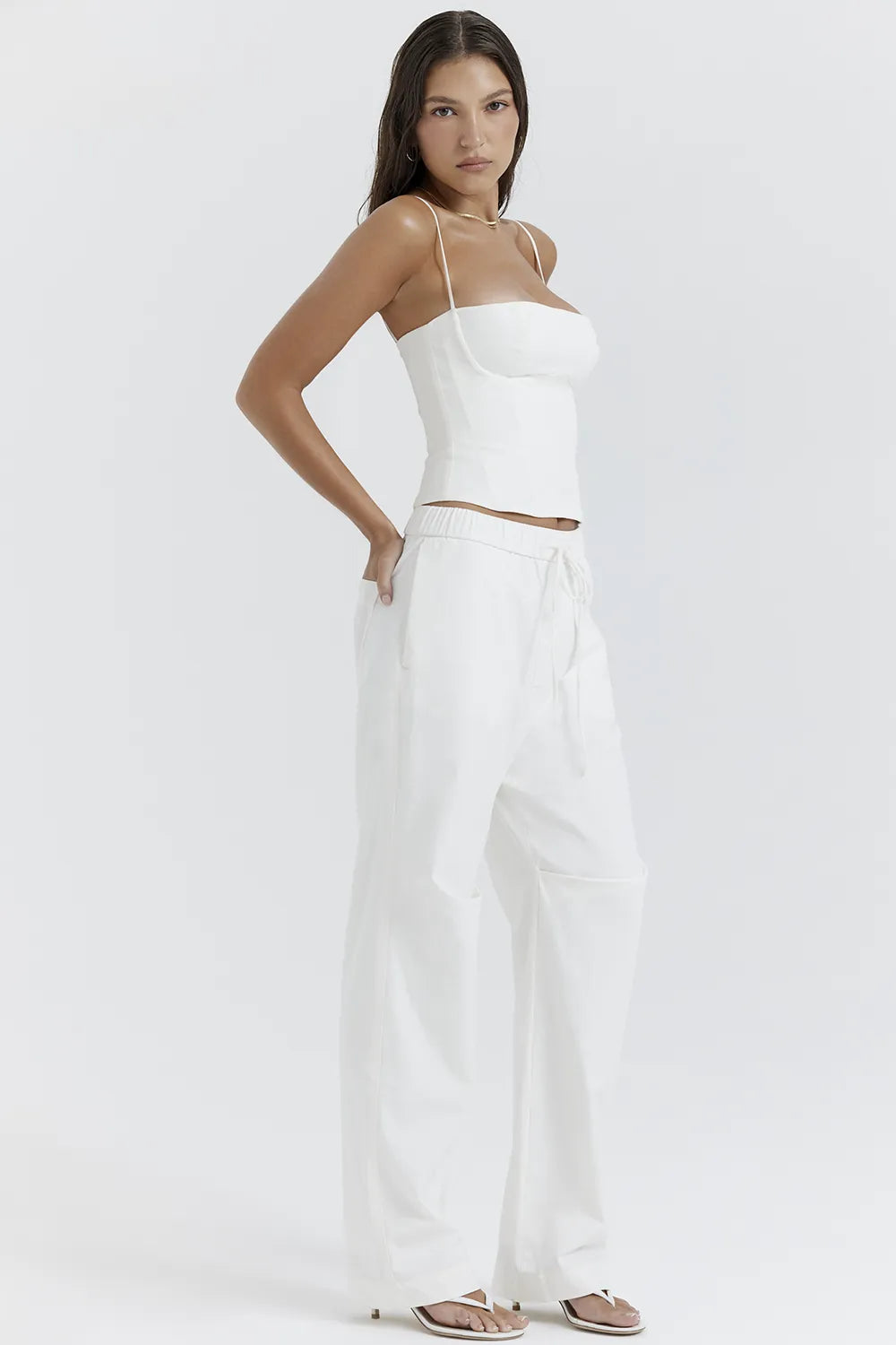 Luna White Cargo Trousers