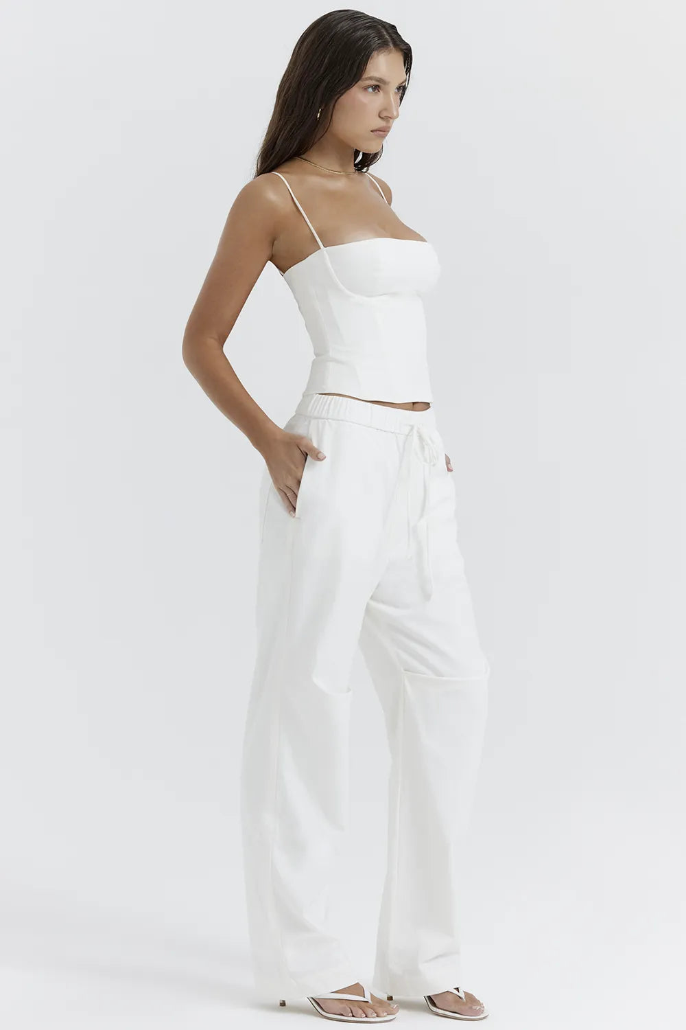 Luna White Cargo Trousers