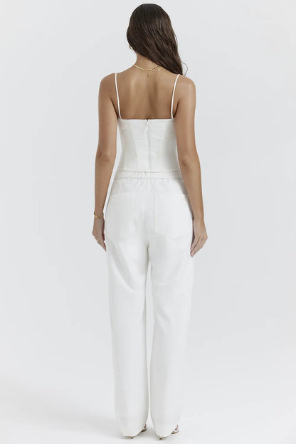 Luna White Cargo Trousers