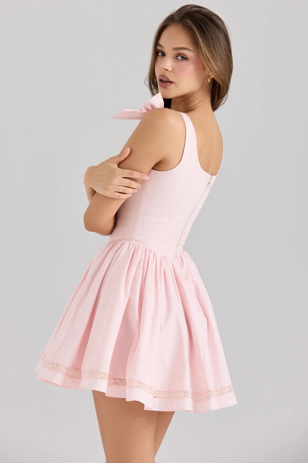 Lyla Pink Stretch Cotton Mini Dress