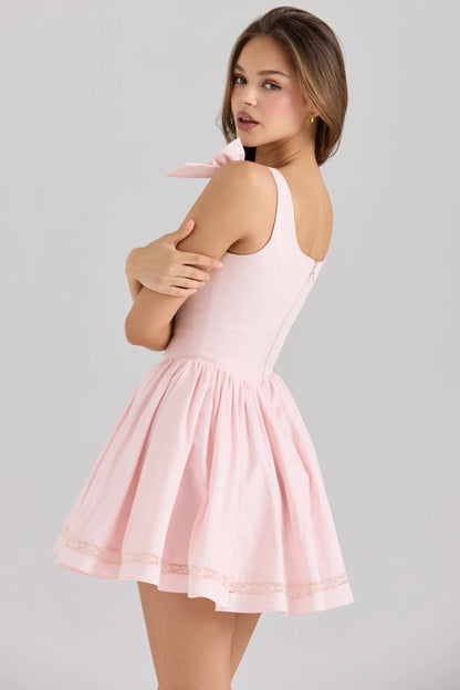 Lyla Pink Stretch Cotton Mini Dress