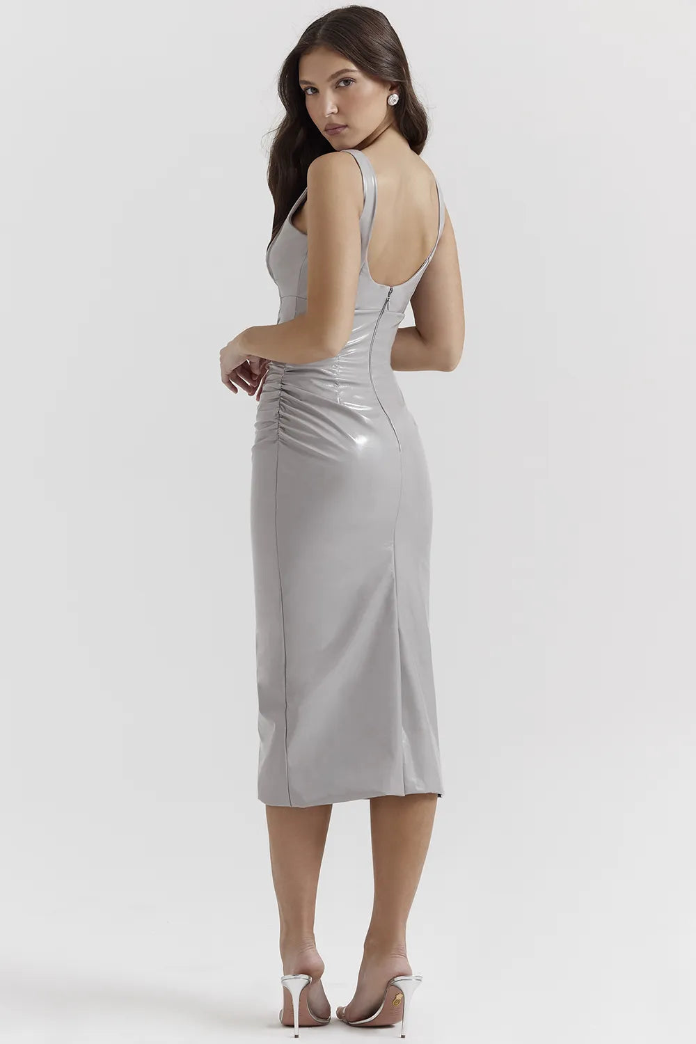 Madeleine Violet Ice Vinyl Midi Dress