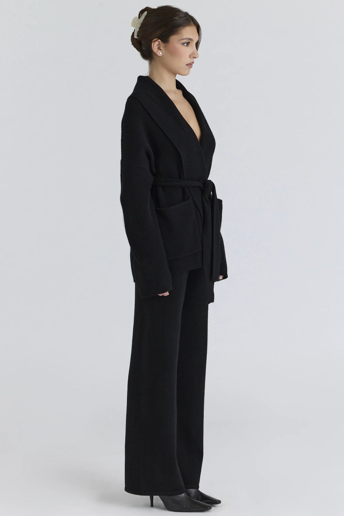 Chelsea Black Cashmere + Wool Trousers