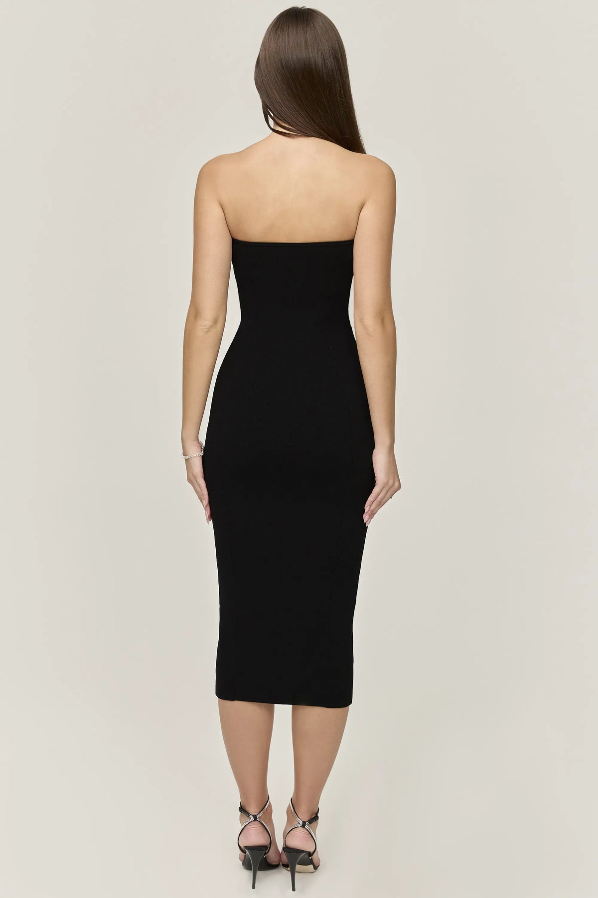 Magdalena Black Strapless Midi Dress