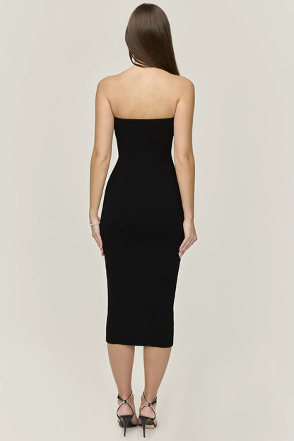 Magdalena Black Strapless Midi Dress