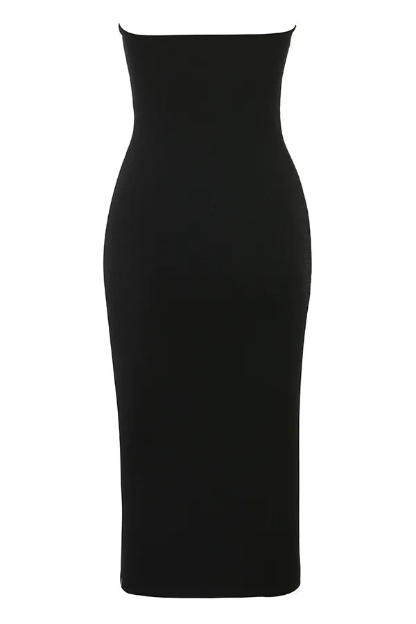 Magdalena Black Strapless Midi Dress