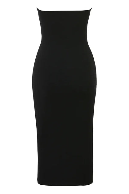Magdalena Black Strapless Midi Dress