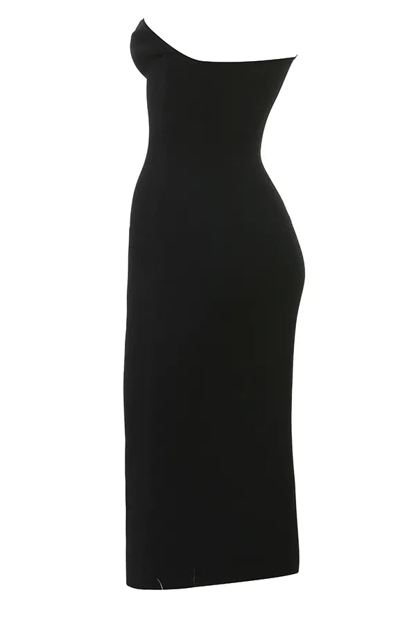 Magdalena Black Strapless Midi Dress