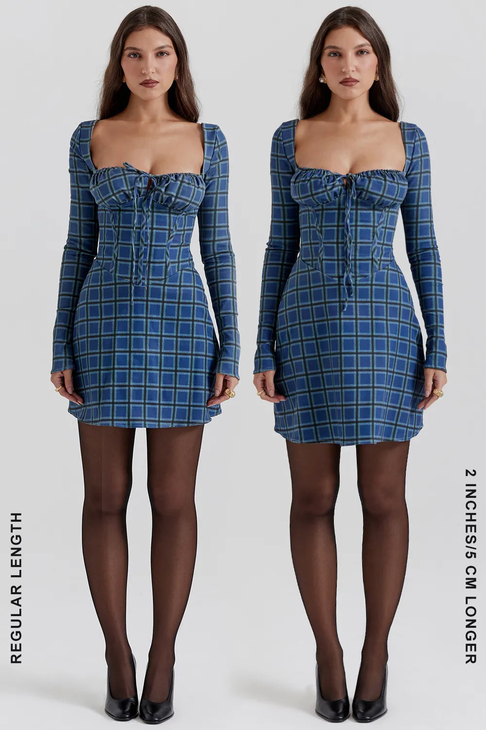 Malika Blue Tartan Corset Mini Dress
