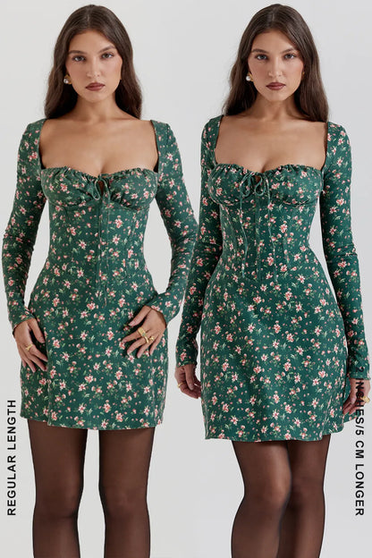 Malika Green Floral Corset Mini Dress